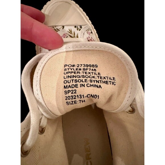 J.Crew Women's $88 Classic High Top Sneakers Whisp Floral Size 7M BF748 - Picture 5 of 7